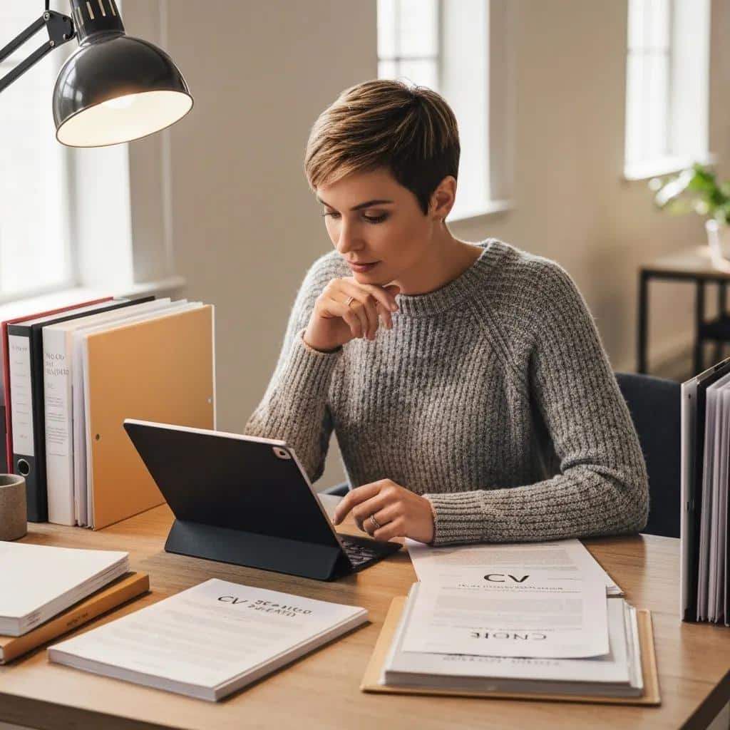 Person reviewing CV with notes on best practices for keyword optimization