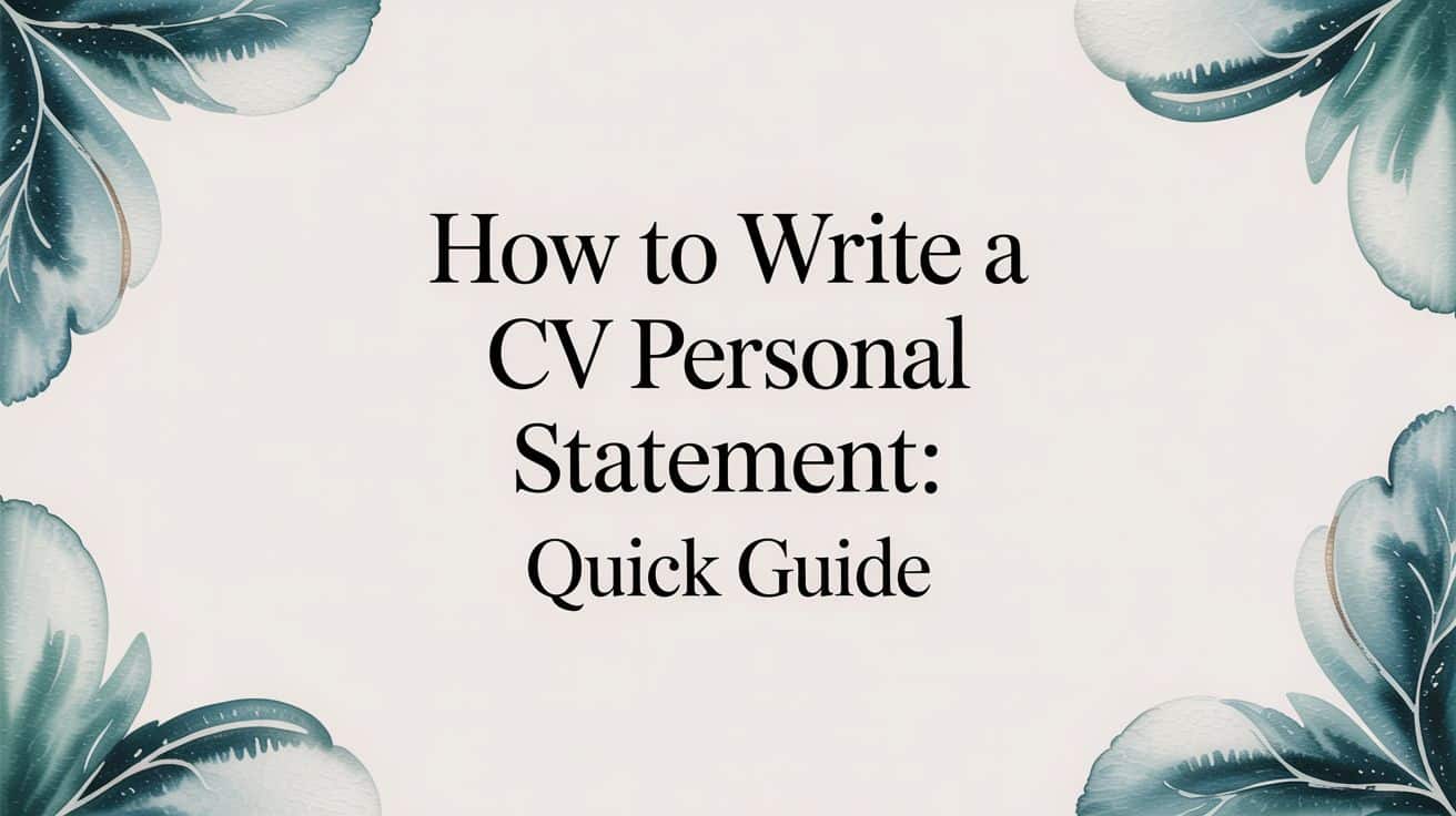 How to write a cv personal statement: Quick Guide
