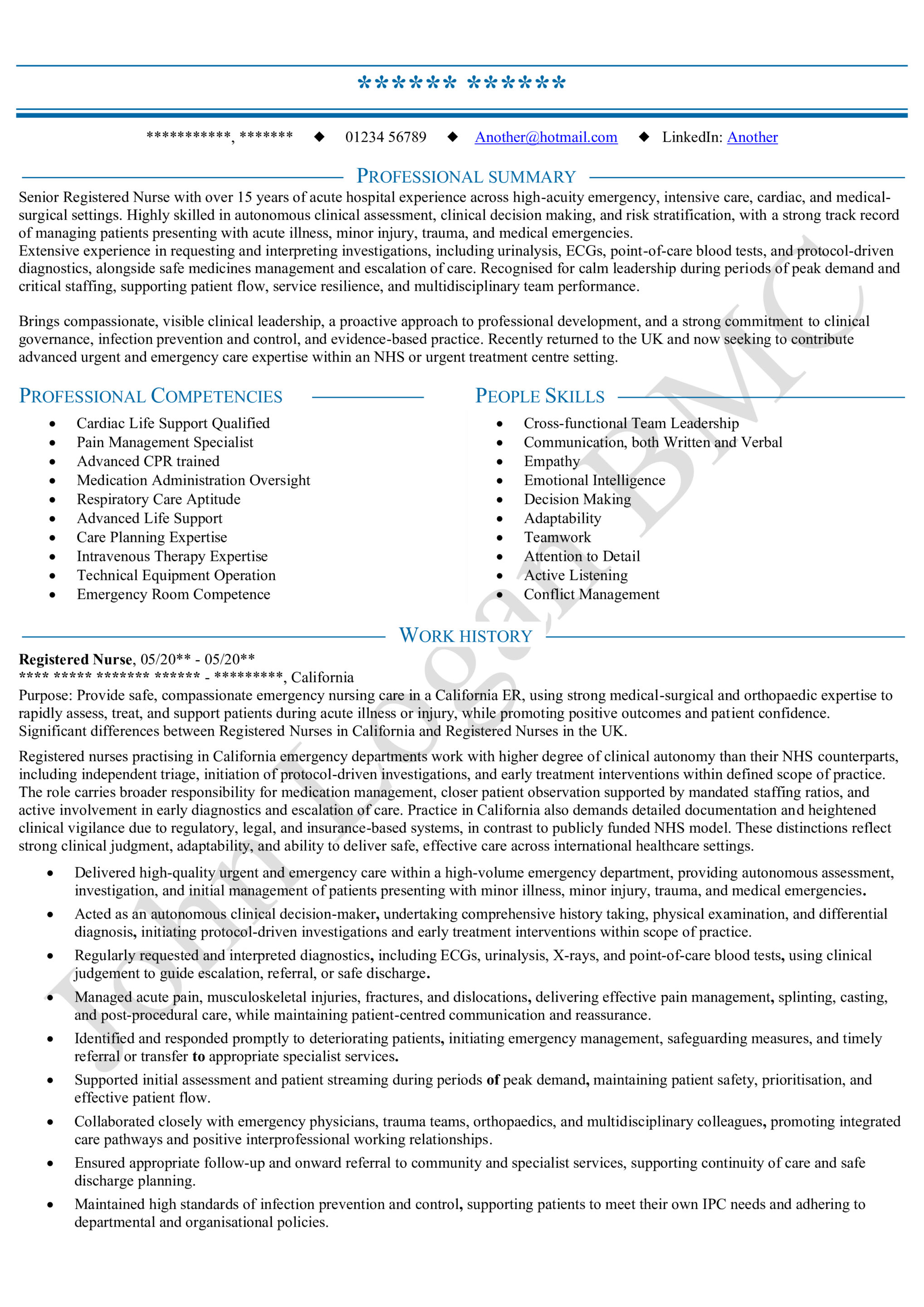 Registered Nurse CV example 2026